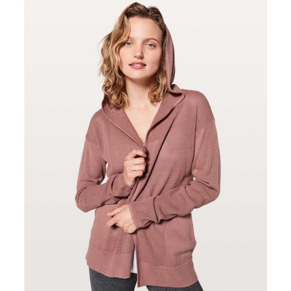 Lululemon Women's Still Movement Wrap Pink Open Knit Split Back Cardigan
